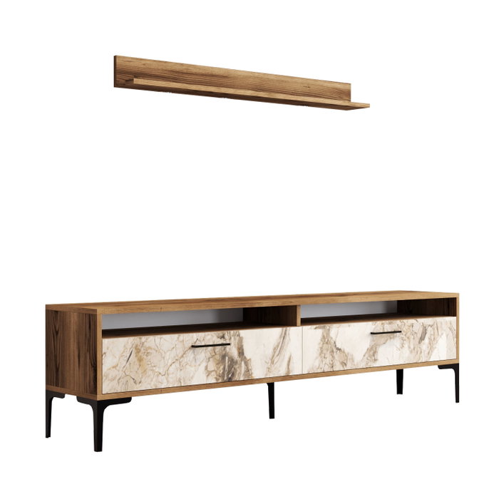 Hanah Home Istanbul Mueble de TV Nogal y Blanco con Estante
